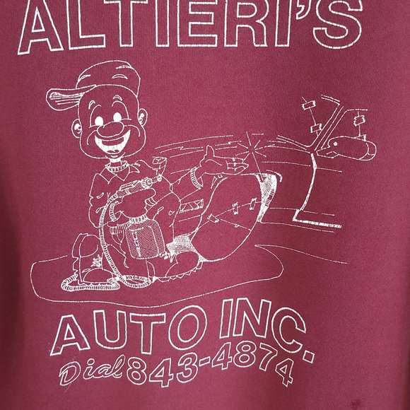 Vtg Altieri's Auto Inc Graphic Sweatshirt Men's XL? Maroon Lee Pullover - Picture 13 of 14